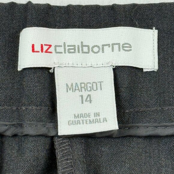 Liz Claiborne Women's Margot Wide Leg Stretch Pleated Charcoal Trouser Sz 14 NWT - Picture 6 of 11